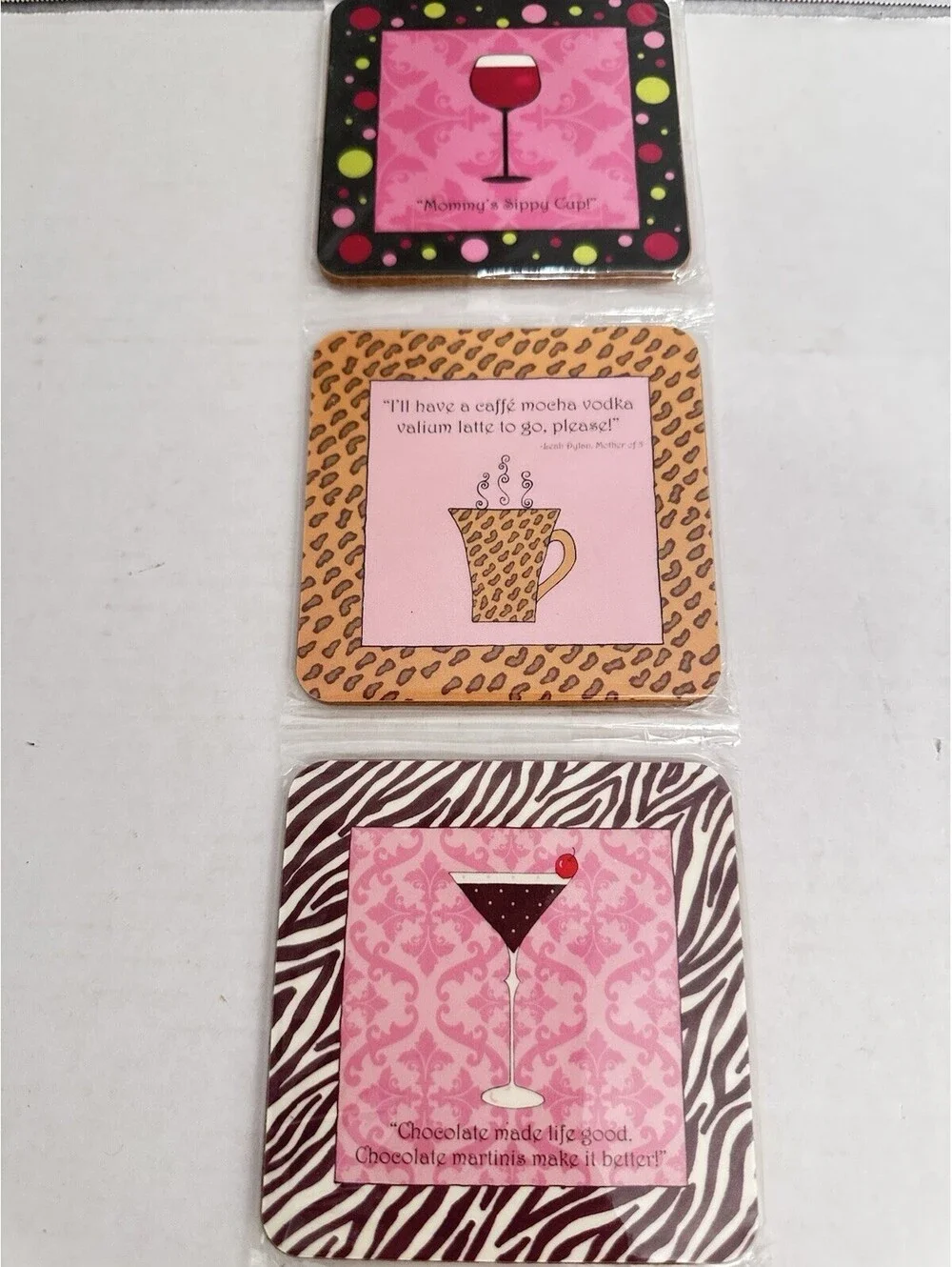 New - Funny Coasters Terry Puma Mommys Sippy Cup set 4 Design Design